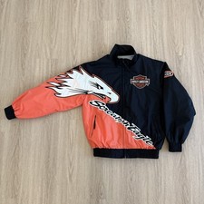 Vintage Harley Davidson Screamin’ Eagles Flame Bomber Zip Up Biker Jacket RARE  picture