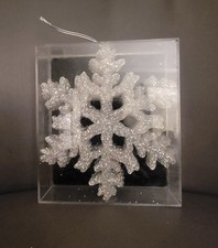*RARE* Vtg Z Gallerie 6 Large Snowflakes Acrylic Glittery Ornaments Orginal Box picture