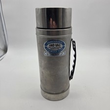 Vtg Uno-Vac Stainless Steel Unbreakable Insulated Thermos Hot/Cold Wide Mouth Lg picture