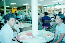 1983 Patrons Dining at Food Court Cafeteria Los Angeles 35mm Negative picture