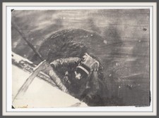1950s Scuba diving Faceless diver masked man Ship Soviet original photo picture