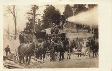 1911 RPPC Maine Logging Camp Horses Men W.C. Cunningham Photographer picture