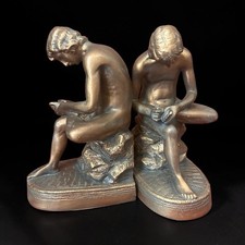 Vintage TMS Bookends Spinario Boy With Thorn Bronze Tone Classical Sculpture picture