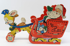 Vtg 1950’s Whitman's Santa Reindeer Sleigh Promotional Christmas Dolly Toy Co picture