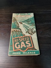 Vintage 1936 Map Hi Speed Gas Tiolene Oil Michigan Ohio Detroit Street Map  picture