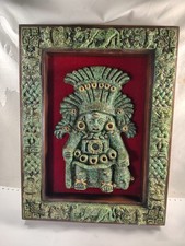 Vintage Zarebski Crushed Malachite And Wood Wall Plaque picture