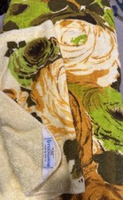 VTG 1970s Cannon Monticello floral towel yellow lime green orange NWT Dead Stock picture