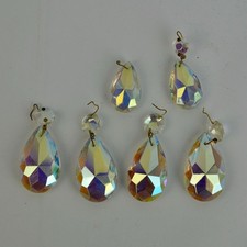 Vintage Glass Chandelier Prisms Aurora Borealis AB Iridescent Lot of 6 picture