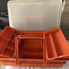 Vintage Tupperware TupperCraft 1421-7 Craft Tackle Organizer Orange Complete picture