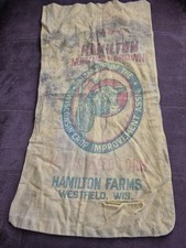 VINTAGE HAMILTON NORTHERN GROWN HYBRID CORN SEED BURLAP BAG, SACK, WESTFIELD, WI picture