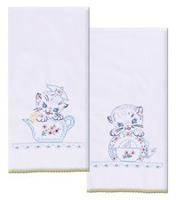 Design Works Crafts Kittens Stamped Kitchen Towels Set of 2 – 17