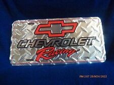 THE RED BOWTIE DIAMOND PLATE CHEVROLET RACING ALUM LICENSE PLATE-MADE USA picture