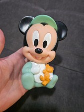 Vintage Arco Disney Baby Mickey Mouse Squeak Rubber Vinyl Toy - 6 inch. GREEN picture
