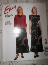 VINTAGE McCALL'S JACKET&DRESS 2838 SZ A10,12,14,16  PATTERN & INSTRUCTIONS UNCUT picture