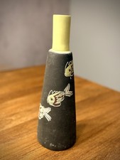 Vtg MCM Sgraffito SCHOOL Of FISH Marine Motif Art Pottery VASE Fat Lava Retro WG picture