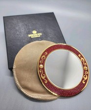Vintage MIKIMOTO Hand Mirror with Decorative Gold/Red Frame & Pearl *Japan made* picture