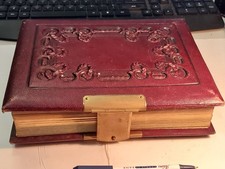 Antique 1800s Victorian Tooled Leather Photo Card & CDV Album W/ 49 Photos-Full picture