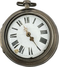 Antique Tortoise Shell Pair Case Key Wind Fusee Pocket Watch Augsberg Germany picture