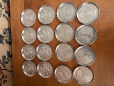 16-VINTAGE ALUMINUM COASTERS (8)ROSE(8) FRUIT. 3