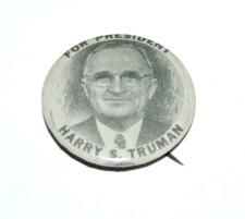 Rare 1948 HARRY S. TRUMAN For President campaign pin pinback button political picture