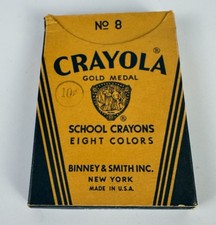 Vtg BINNEY & SMITH Crayola Gold Medal School Crayons NO. 8 Box Unused picture