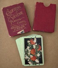 RARE Antique 1912 M Rieder California Souvenir Playing Cards Complete Gilt Box picture