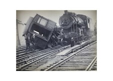 1928 Lowell MA Boston & Maine Train Wreck Steam Locomotive Glass Negative OOAK picture