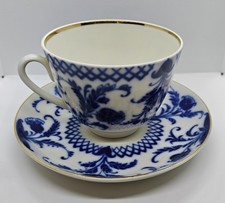 Lomonosov Imperial Russian Cobalt Fern Feather Cup and Saucer Porcelain picture