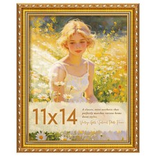 11x14 Vintage Ornate Gold Picture Frame with Tempered Glass - Elegant Home Decor picture