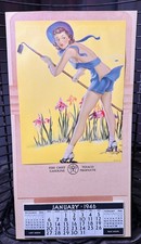 Vintage 1946 Texaco Fire Chief Gasoline Pin-Up Gardening Calendar 13.2” x 7.2” picture