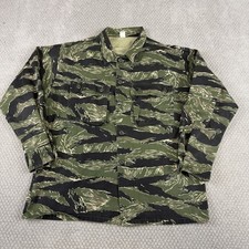 Vintage US Army Tiger Stripe Camo Fatigue Combat Shirt Jacket Mens Large Rare L picture