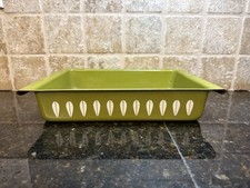 Cathrineholm Lotus Enamelware 14x9 Lasagna Baking Pan Avocado Green Vintage picture