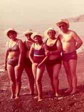 Beautiful Women Bikini Shirtless Man Sea Beach 1980s Soviet Vtg Snapshot Photo picture