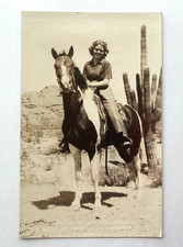 Vintage Phoenix AZ Ruidoso NM Weldon’s Riding Stables Horse Cowgirl RPPC Postcar picture
