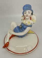 Art Deco Sitzendorf German Porcelain Luster Glaze Pierette Box LID ONLY  1925 picture