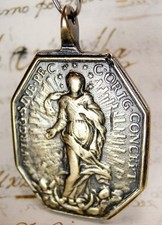 ANTIQUE 18TH ST FRANCIS STIGMATA IMMACULATE CONCEPTION METAL DETECTOR FIND MEDAL picture