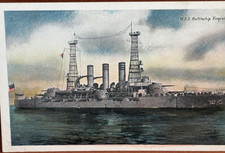Original USS Virginia BB-13 Battleship Great White Fleet 1910s USN Postcard 6507 picture