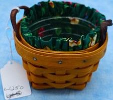 Longaberger Small Round Basket w/ Liner & Protector – 1997 Handwoven USA – 5” picture