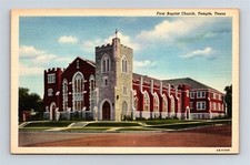 Postcard TX Temple Texas First Baptist Church c1940s Linen AK4 picture