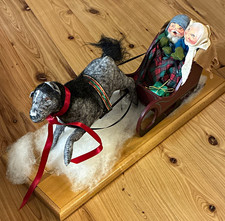 Annalee Santa in Sleigh Pulled by Reindeer Figurine Wooden Base Mr/Mrs Claus picture