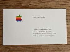 Steve Jobs Apple Computer Business Card 1980s Original Rainbow Logo Cupertino picture