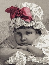 1890s Victorian Trade Card Horsfords Acid Phosphate Girls/ W Lace Hat Pink Bow picture