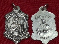 Vintage St JUDE / Heart Of Jesus Medal New Never Used 1960s Rhodium Italy picture