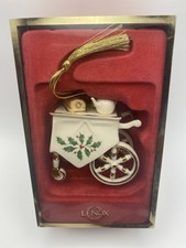 Vintage Retired Lenox 2008 Porcelain HOLIDAY HOME TEACART Christmas Ornament picture