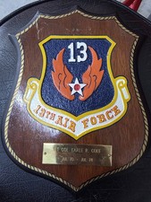 Vintage 13th USAF Wooden Plaque - Lt. Col. Earle R. Cole (1970) 10x7.5 picture