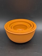 Vintage True Melmac Nesting Measuring Cups Bowls 5pc Set Tangerine Orange MCM picture