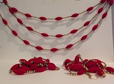 Vintage Mercury Glass Beads + Oblong Flocked Red Ornament Garlands picture