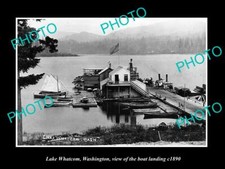 OLD POSTCARD SIZE PHOTO OF LAKE WHATCOM WASHINGTON THE BOAT LANDING c1890 picture
