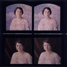 Rare Pre-1910 8.5x17 Stereoscopic Autochrome Portraits NYC Margaret Wheelock picture