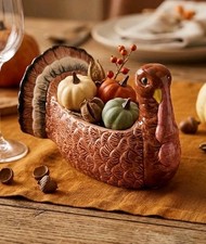Vintage Benchmark Ceramic Turkey Centerpiece Planter Fall Thanksgiving Decor picture